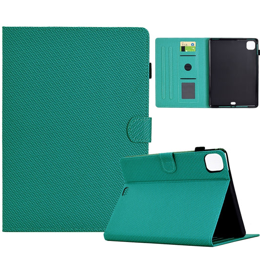 For iPad Air 10.9 2022 / 2020 Solid Color Fiber Texture Smart Tablet Leather Case(Lake Green) - iPad Air (2022) / (2020) 10.9 Cases by buy2fix | Online Shopping UK | buy2fix