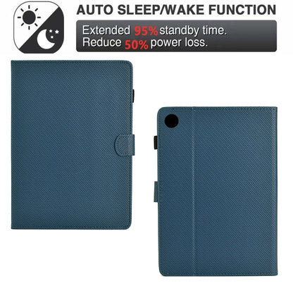 For Samsung Galaxy Tab A8 10.5 2021 Solid Color Fiber Texture Smart Tablet Leather Case(Royal Blue) by buy2fix