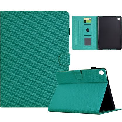 For Samsung Galaxy Tab A11 / A9 Solid Color Fiber Texture Smart Tablet Leather Case(Lake Green) by buy2fix