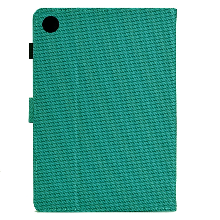 For Samsung Galaxy Tab A11 / A9 Solid Color Fiber Texture Smart Tablet Leather Case(Lake Green) by buy2fix