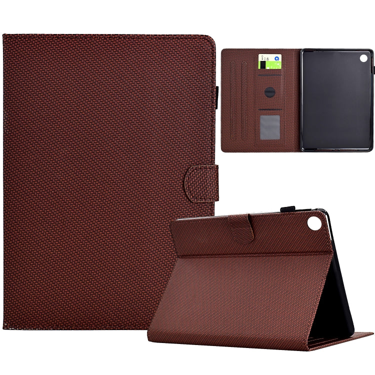 For Samsung Galaxy Tab A11+ / A9+ Solid Color Fiber Texture Smart Tablet Leather Case(Brown) by buy2fix