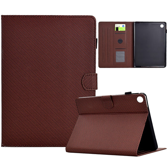 For Samsung Galaxy Tab A11+ / A9+ Solid Color Fiber Texture Smart Tablet Leather Case(Brown) by buy2fix