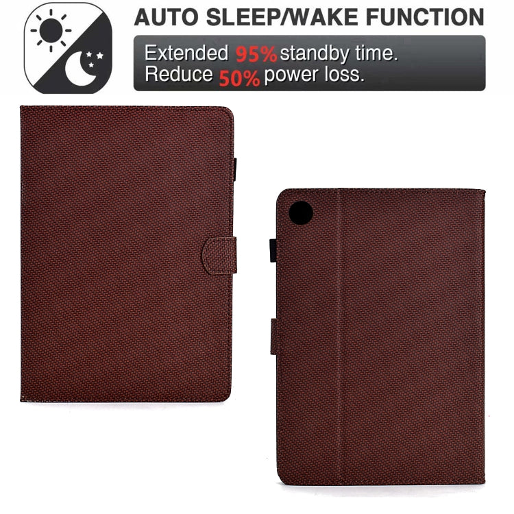 For Samsung Galaxy Tab A11+ / A9+ Solid Color Fiber Texture Smart Tablet Leather Case(Brown) by buy2fix