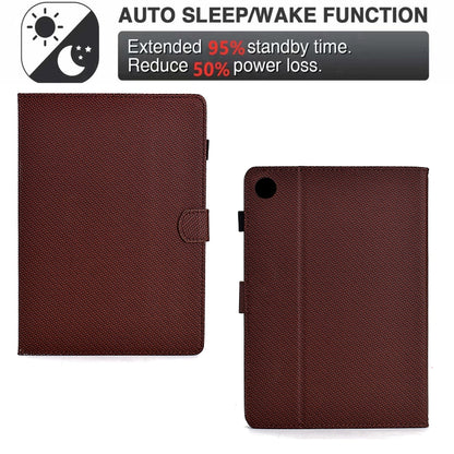 For Samsung Galaxy Tab A11+ / A9+ Solid Color Fiber Texture Smart Tablet Leather Case(Brown) by buy2fix
