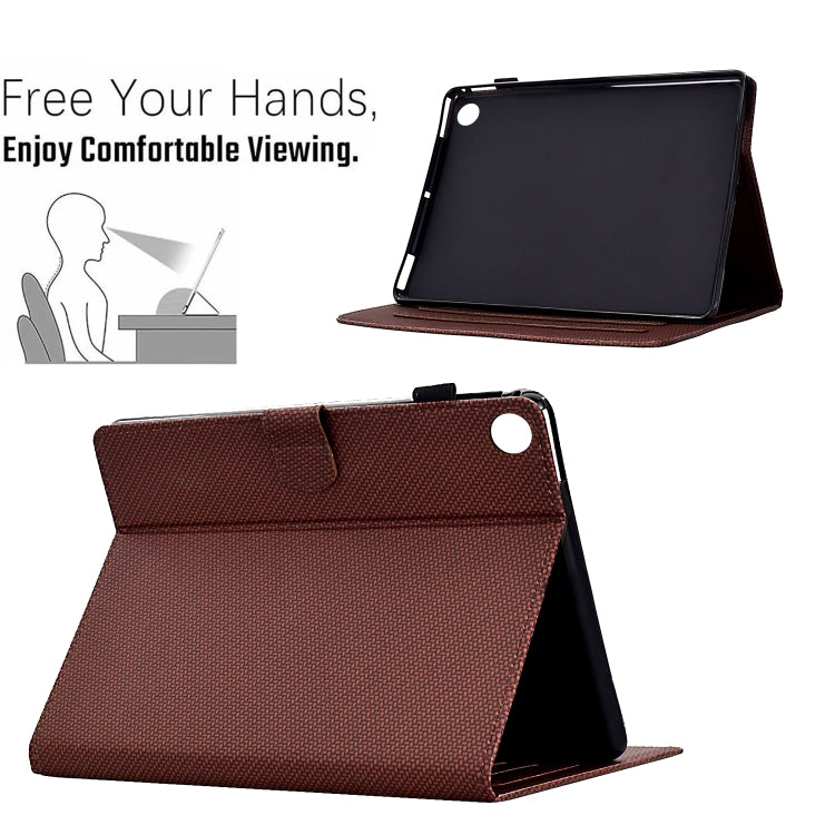For Samsung Galaxy Tab A11+ / A9+ Solid Color Fiber Texture Smart Tablet Leather Case(Brown) by buy2fix