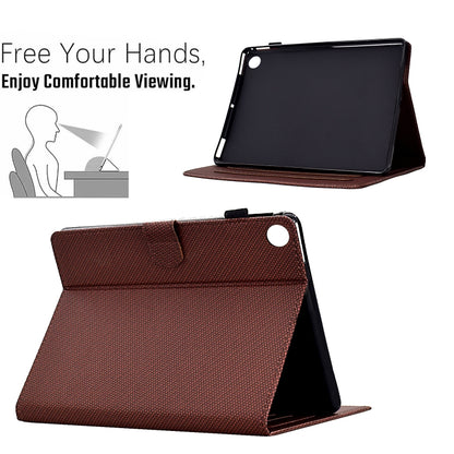 For Samsung Galaxy Tab A11+ / A9+ Solid Color Fiber Texture Smart Tablet Leather Case(Brown) by buy2fix