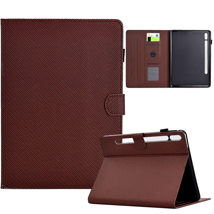 For Samsung Galaxy Tab S7 / S8 Solid Color Fiber Texture Smart Tablet Leather Case(Brown) by buy2fix