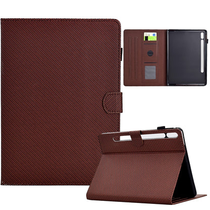 For Samsung Galaxy Tab S7 / S8 Solid Color Fiber Texture Smart Tablet Leather Case(Brown) by buy2fix