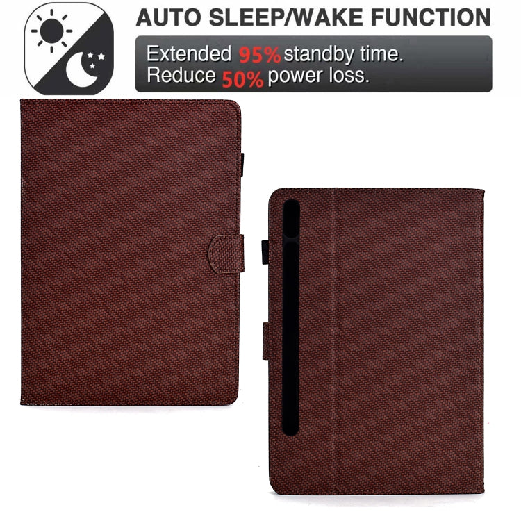For Samsung Galaxy Tab S7 / S8 Solid Color Fiber Texture Smart Tablet Leather Case(Brown) by buy2fix