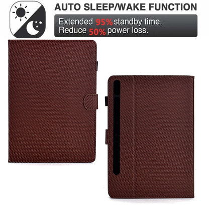 For Samsung Galaxy Tab S7 / S8 Solid Color Fiber Texture Smart Tablet Leather Case(Brown) by buy2fix