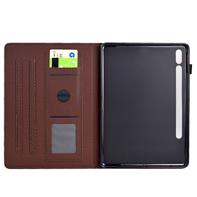 For Samsung Galaxy Tab S7 / S8 Solid Color Fiber Texture Smart Tablet Leather Case(Brown) by buy2fix
