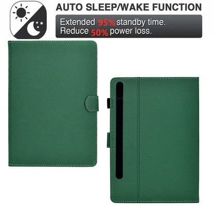 For Samsung Galaxy Tab S7 / S8 Solid Color Fiber Texture Smart Tablet Leather Case(Green) by buy2fix