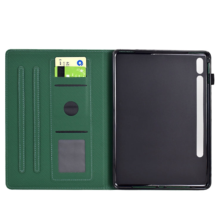 For Samsung Galaxy Tab S7 / S8 Solid Color Fiber Texture Smart Tablet Leather Case(Green) by buy2fix