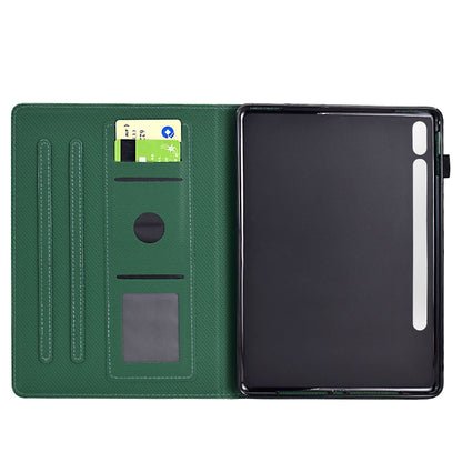 For Samsung Galaxy Tab S7 / S8 Solid Color Fiber Texture Smart Tablet Leather Case(Green) by buy2fix
