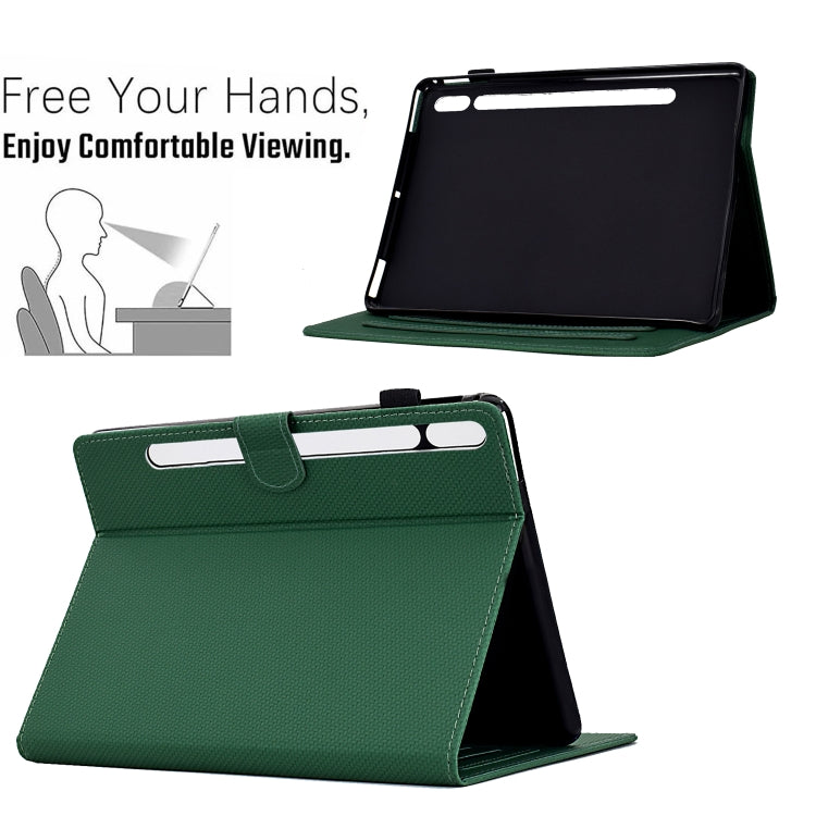 For Samsung Galaxy Tab S7 / S8 Solid Color Fiber Texture Smart Tablet Leather Case(Green) by buy2fix