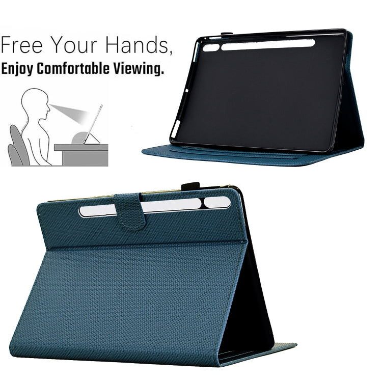For Samsung Galaxy Tab S7 / S8 Solid Color Fiber Texture Smart Tablet Leather Case(Royal Blue) by buy2fix
