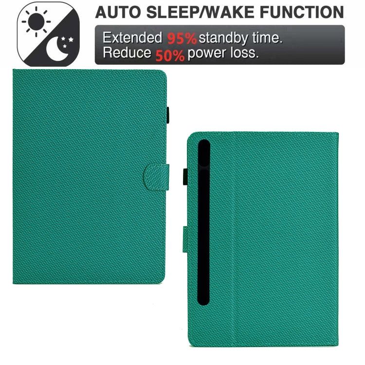 For Samsung Galaxy Tab S7 / S8 Solid Color Fiber Texture Smart Tablet Leather Case(Lake Green) by buy2fix