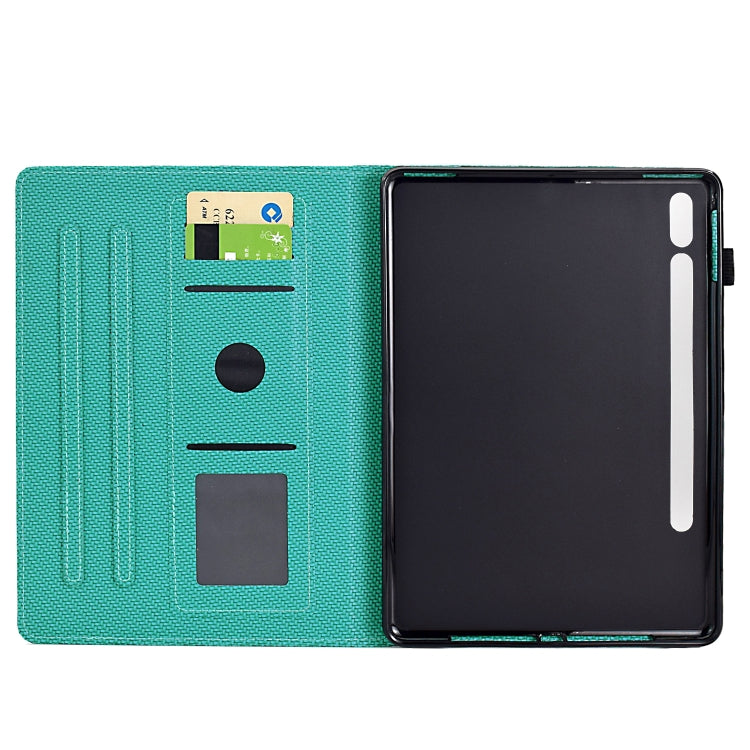 For Samsung Galaxy Tab S7 / S8 Solid Color Fiber Texture Smart Tablet Leather Case(Lake Green) by buy2fix