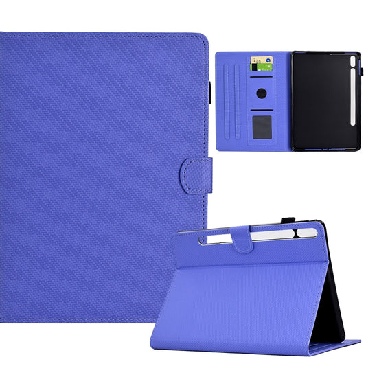 For Samsung Galaxy Tab S7 / S8 Solid Color Fiber Texture Smart Tablet Leather Case(Purple) by buy2fix