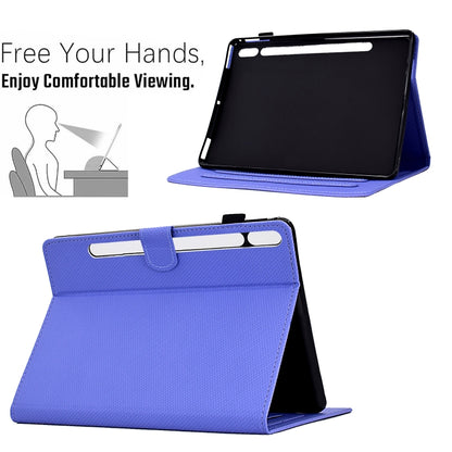 For Samsung Galaxy Tab S7 / S8 Solid Color Fiber Texture Smart Tablet Leather Case(Purple) by buy2fix