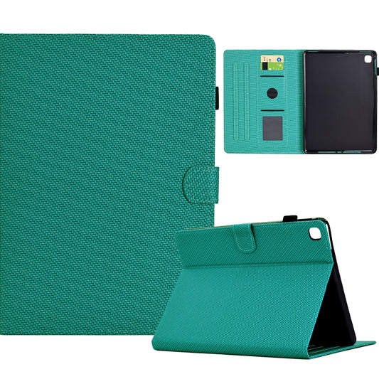 For Samsung Galaxy Tab A7 Lite Solid Color Fiber Texture Smart Tablet Leather Case(Lake Green) by buy2fix