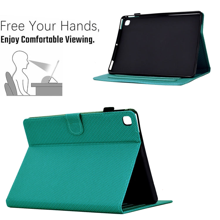 For Samsung Galaxy Tab A7 Lite Solid Color Fiber Texture Smart Tablet Leather Case(Lake Green) by buy2fix