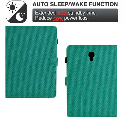 For Samsung Galaxy Tab A 10.5 Solid Color Fiber Texture Smart Tablet Leather Case(Lake Green) by buy2fix
