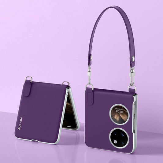 For Huawei P50 Pocket / Pocket S SULADA Skin Feel Liquid Leather Phone Case with Strap(Purple) - Huawei Cases by SULADA | Online Shopping UK | buy2fix