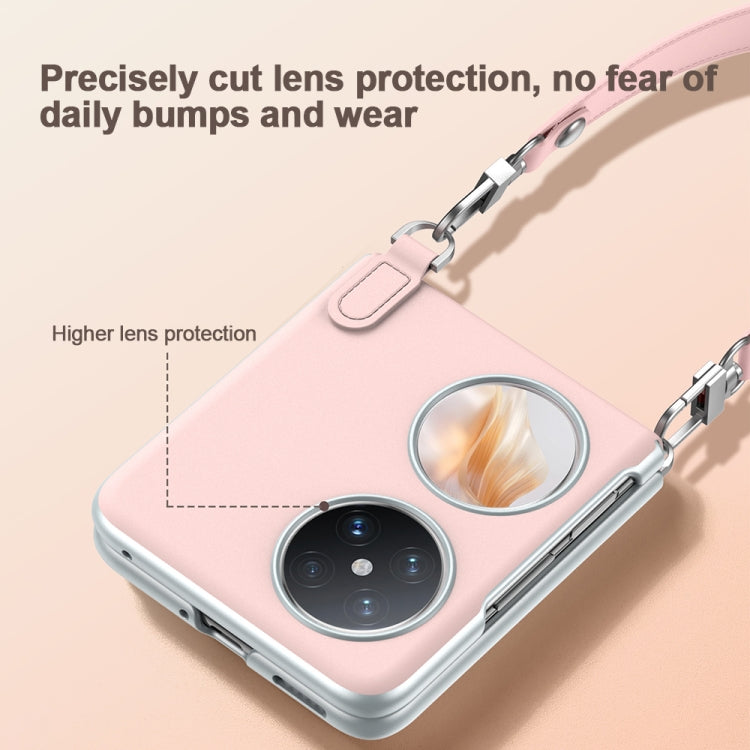 For Huawei P50 Pocket / Pocket S SULADA Skin Feel Liquid Leather Phone Case with Strap(Black) - Huawei Cases by SULADA | Online Shopping UK | buy2fix