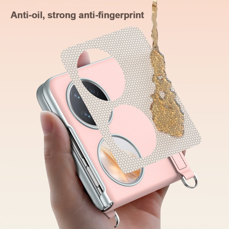 For Huawei P50 Pocket / Pocket S SULADA Skin Feel Liquid Leather Phone Case with Strap(Black) - Huawei Cases by SULADA | Online Shopping UK | buy2fix