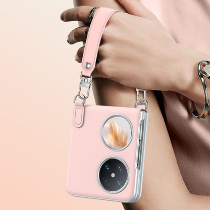 For Huawei P50 Pocket / Pocket S SULADA Skin Feel Liquid Leather Phone Case with Strap(Black) - Huawei Cases by SULADA | Online Shopping UK | buy2fix