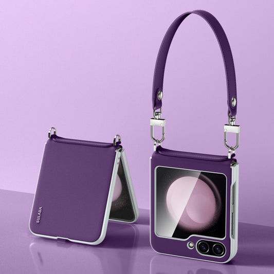 For Samsung Galaxy Z Flip5 SULADA Skin Feel Liquid Leather Phone Case with Strap(Purple) - Galaxy Z Flip5 Cases by SULADA | Online Shopping UK | buy2fix