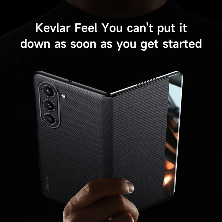 For Samsung Galaxy Z Fold5 SULADA Kevlar 600D Texture Smart Window Leather Phone Case(Black) - Galaxy Z Fold5 Cases by SULADA | Online Shopping UK | buy2fix