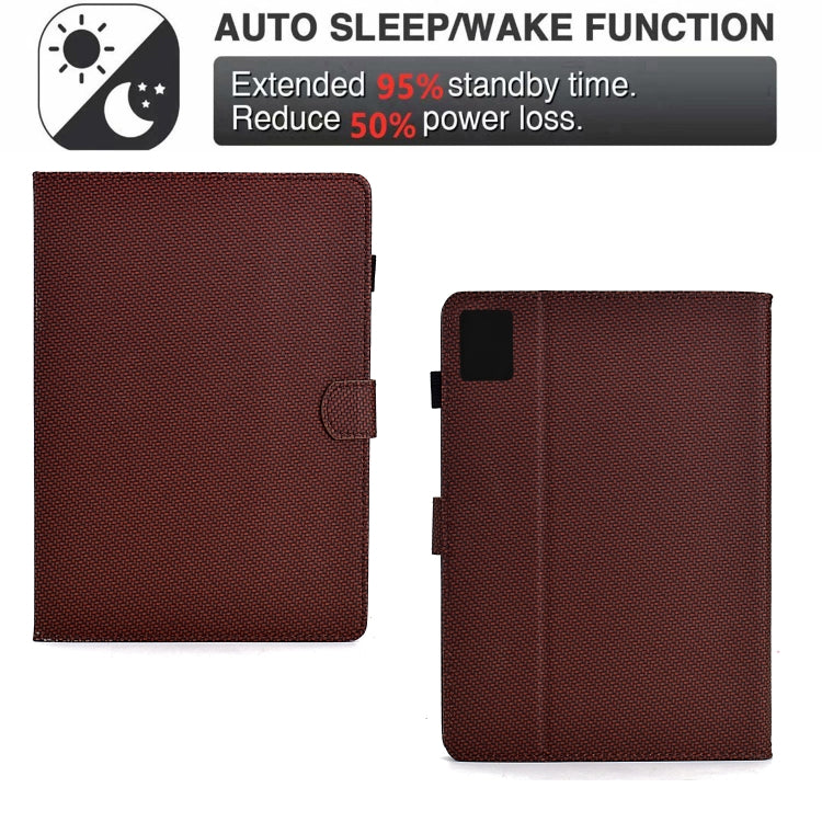 For Lenovo Tab M11 / Xiaoxin Pad 2024 Solid Color Fiber Texture Smart Tablet Leather Case(Brown) - Lenovo by buy2fix | Online Shopping UK | buy2fix
