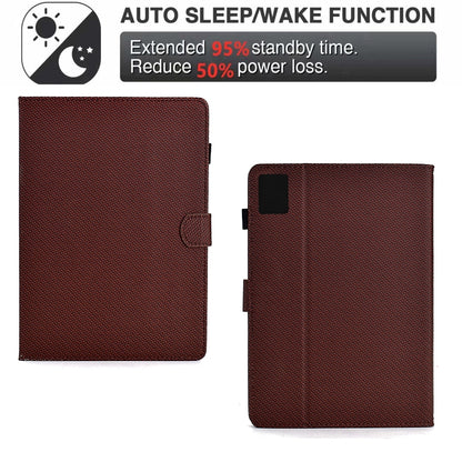 For Lenovo Tab M11 / Xiaoxin Pad 2024 Solid Color Fiber Texture Smart Tablet Leather Case(Brown) - Lenovo by buy2fix | Online Shopping UK | buy2fix