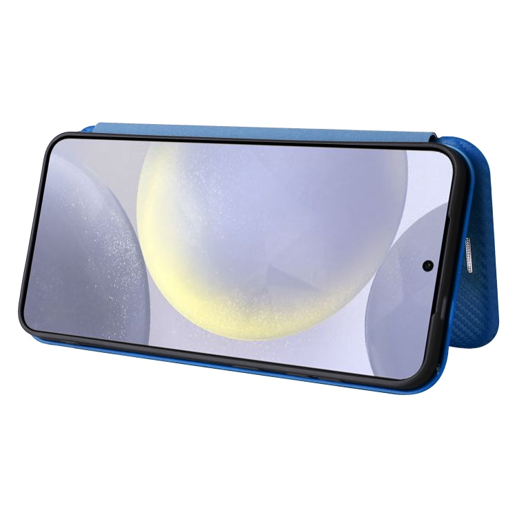 For Samsung Galaxy S25+ 5G Carbon Fiber Texture Flip Leather Phone Case(Blue) by buy2fix