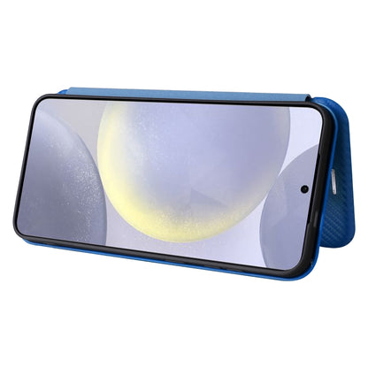 For Samsung Galaxy S25+ 5G Carbon Fiber Texture Flip Leather Phone Case(Blue) by buy2fix