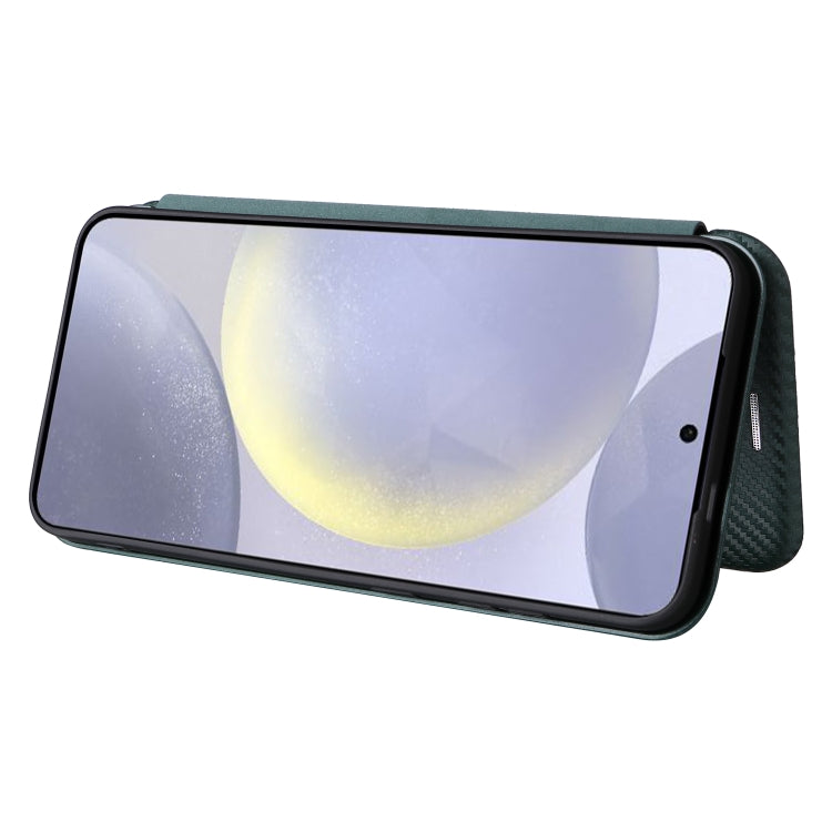 For Samsung Galaxy S25+ 5G Carbon Fiber Texture Flip Leather Phone Case(Green) by buy2fix