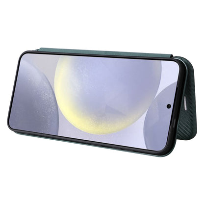 For Samsung Galaxy S25+ 5G Carbon Fiber Texture Flip Leather Phone Case(Green) by buy2fix