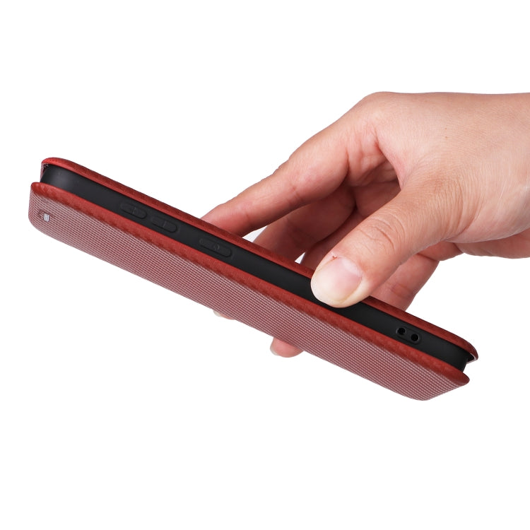 For Samsung Galaxy S25+ 5G Carbon Fiber Texture Flip Leather Phone Case(Brown) by buy2fix