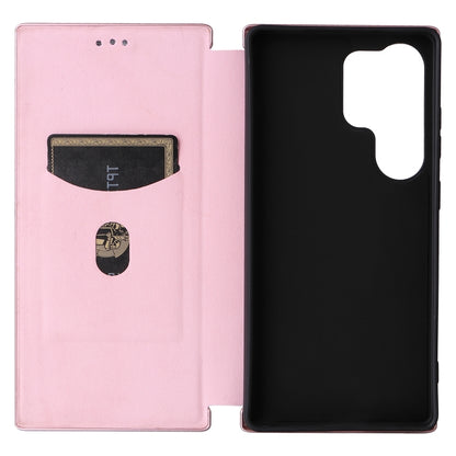 For Samsung Galaxy S25 Ultra 5G Carbon Fiber Texture Flip Leather Phone Case(Pink) by buy2fix