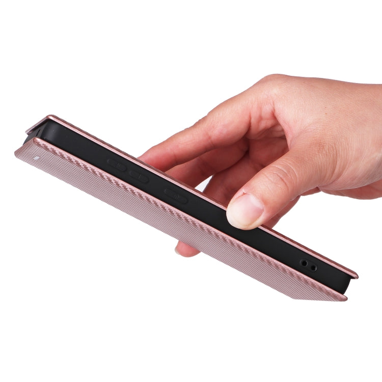 For Samsung Galaxy S25 Ultra 5G Carbon Fiber Texture Flip Leather Phone Case(Pink) by buy2fix