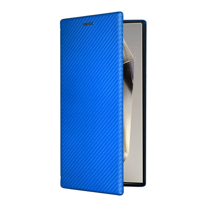 For Samsung Galaxy S25 Ultra 5G Carbon Fiber Texture Flip Leather Phone Case(Blue) by buy2fix