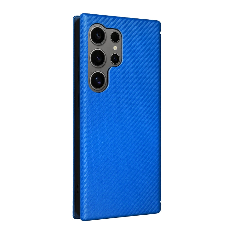 For Samsung Galaxy S25 Ultra 5G Carbon Fiber Texture Flip Leather Phone Case(Blue) by buy2fix