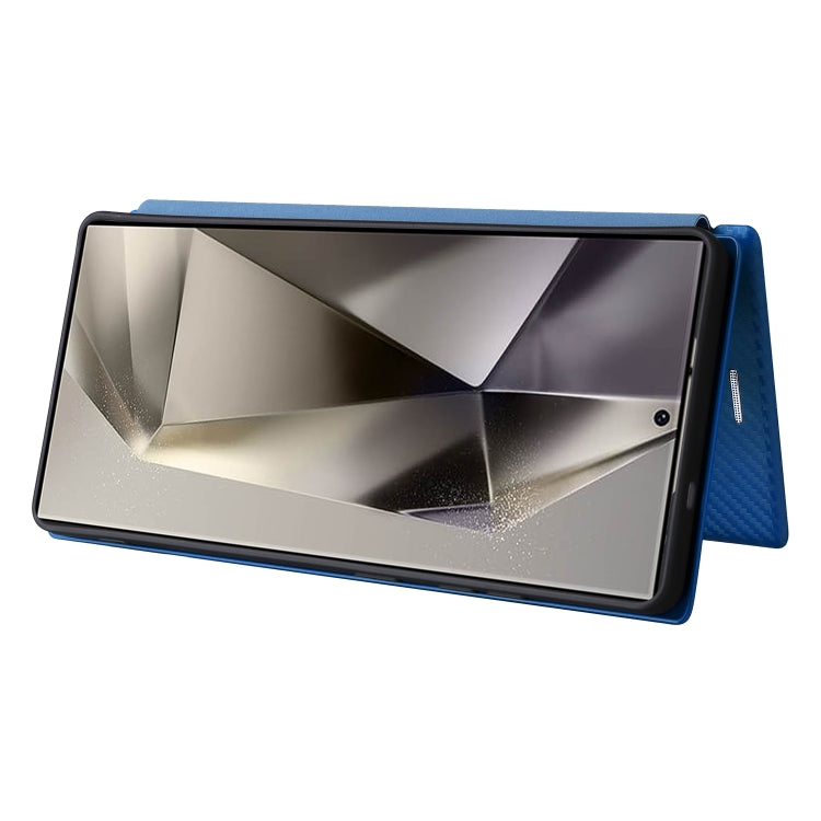 For Samsung Galaxy S25 Ultra 5G Carbon Fiber Texture Flip Leather Phone Case(Blue) by buy2fix