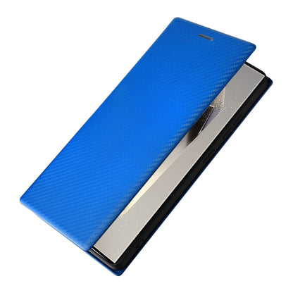 For Samsung Galaxy S25 Ultra 5G Carbon Fiber Texture Flip Leather Phone Case(Blue) by buy2fix