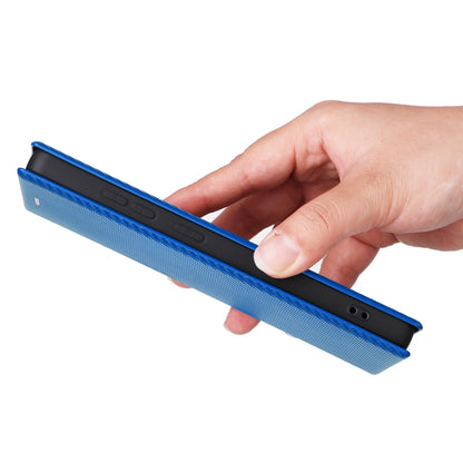 For Samsung Galaxy S25 Ultra 5G Carbon Fiber Texture Flip Leather Phone Case(Blue) by buy2fix