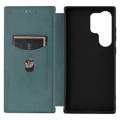For Samsung Galaxy S25 Ultra 5G Carbon Fiber Texture Flip Leather Phone Case(Green) by buy2fix