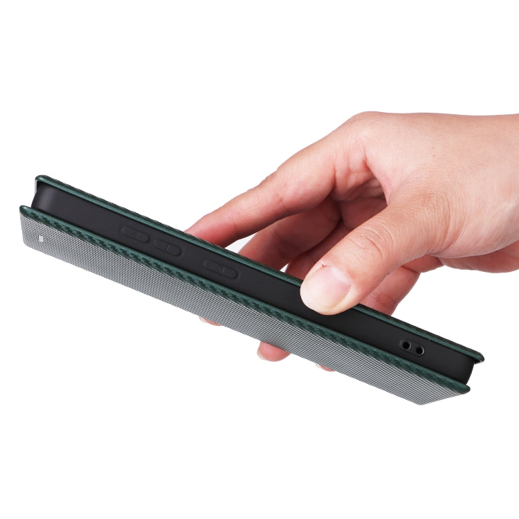 For Samsung Galaxy S25 Ultra 5G Carbon Fiber Texture Flip Leather Phone Case(Green) by buy2fix