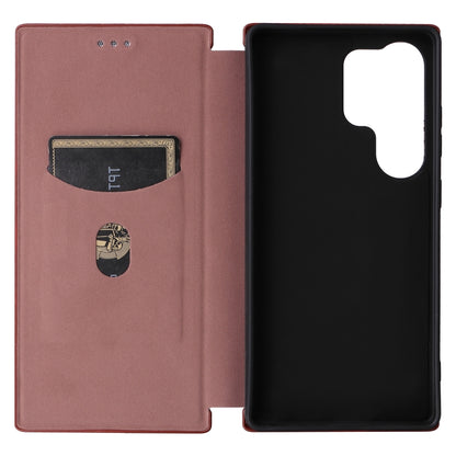 For Samsung Galaxy S25 Ultra 5G Carbon Fiber Texture Flip Leather Phone Case(Brown) by buy2fix
